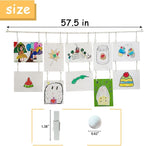 Art Display for Kids Artwork,Hanging Photo Display with 36 Clips, Boho Wooden Beads Kids Art Frame Display Holder for Classroom, Bedroom Wall Decor (White)