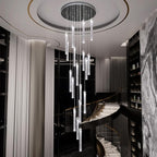 H138 High Ceiling Chandeliers for Foyer 12 Lights Crystal Bubble Column Chandelier for Living Room and Dining Room LED Pendant Lighting