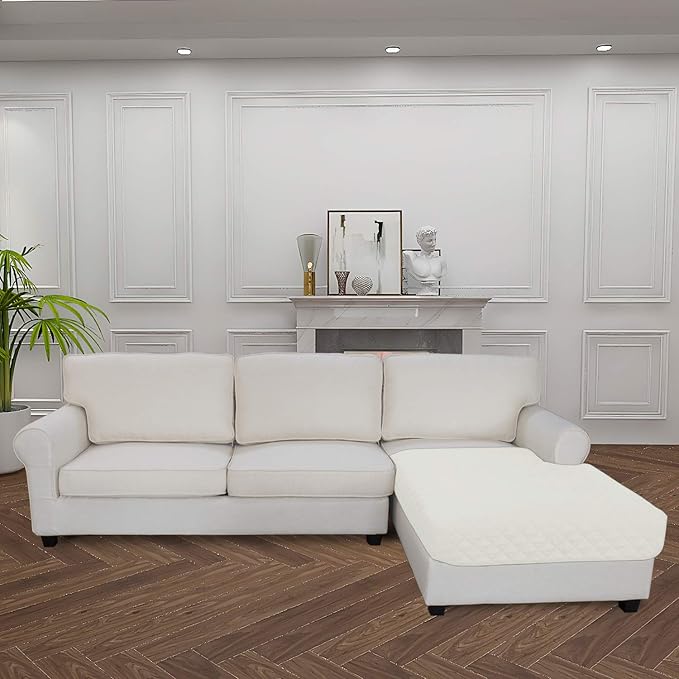 Easy-Going Sectional Couch Covers for Dogs L Shape Sofa Cover Reversible Sofa Slipcover Chaise Lounge Cover Furniture Protector Cover for Pets Dog Cat (42 x 68 inches, Ivory/Ivory)