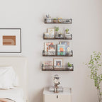 Floating Shelves for Wall Set of 4, Different Sizes Mounted Wood Floating Shelf, Wall Shelves for Living Room, Bedroom, Bathroom, Kitchen, Farmhouse Decor, Office