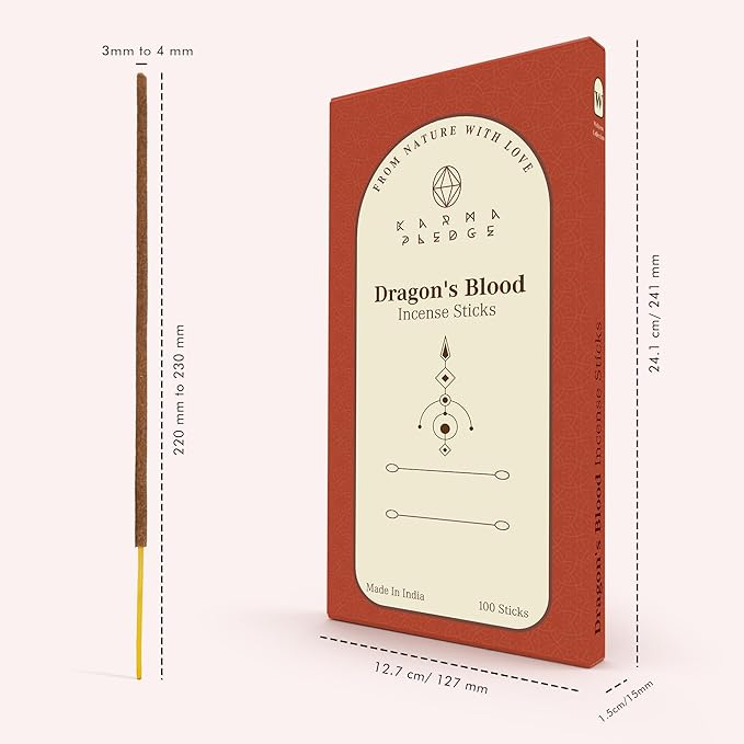 Dragons Blood Incense Sticks, Organic Hand Dipped 100 Sticks with Natural Herbs & Aromatic Ingredients, Burn Time 45 to 60 Minutes, Incense for Positivity, Yoga, Meditation, Relaxation, Spiritual Gift