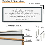 SRSZHIYUE The Best Things in Life Sign Wall Decor Art 40"×15" for family Home Bedroom Adventure Large Wood Framed Wall Hanging (Black)