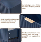 LEYAOYAO Fluted 5 Drawers Dresser for Bedroom Set of 2, 34" Tall Modern Chest of Drawers with Metal Handle, Curved Profile Design,Navy Blue Wood Drawer Organizer for Bedroom, Living Room, Hallway