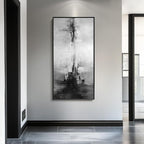 Framed Extra Large Black and White Abstract Canvas Wall Art, Modern Minimalist Horizontal Prints Painting Artwork for Walls, Black Grey Pictures Wall Decor for Living Room Hallway Bedroom Office 30x60 In