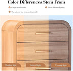 Farmhouse Nightstand Set of 2, 23.5" Curved Modern Night Stand with 3-Drawer, Bed Side Table Furniture, End Table for Bedroom, Storage Cabinet for Living Room Home Office Entryway, Oak