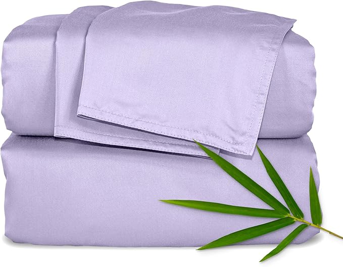 Pure Bamboo Full Sheets, Genuine 100% Organic Viscose Derived from Bamboo Bed Sheet Set, Luxuriously Soft & Cooling, Double Stitching, 2 Year Quality Promise (Full, Lavender)