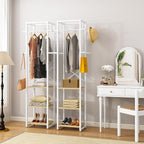 IBUYKE Coat Rack with Shelves, Freestanding Hall Tree with 3 Shelves and 8 Hooks, Industrial Clothes Stand for Entryway, Hallway, Bedroom, Natural UTMJ088R