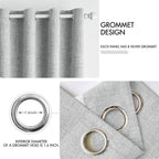 MIULEE Linen Curtains for Bedroom 100% Blackout Thermal Insulated Glacier Gray Grommet Room Darkening Curtains & Drapes for Living Room Nursery 52 x 54 Inch (2 Panels)
