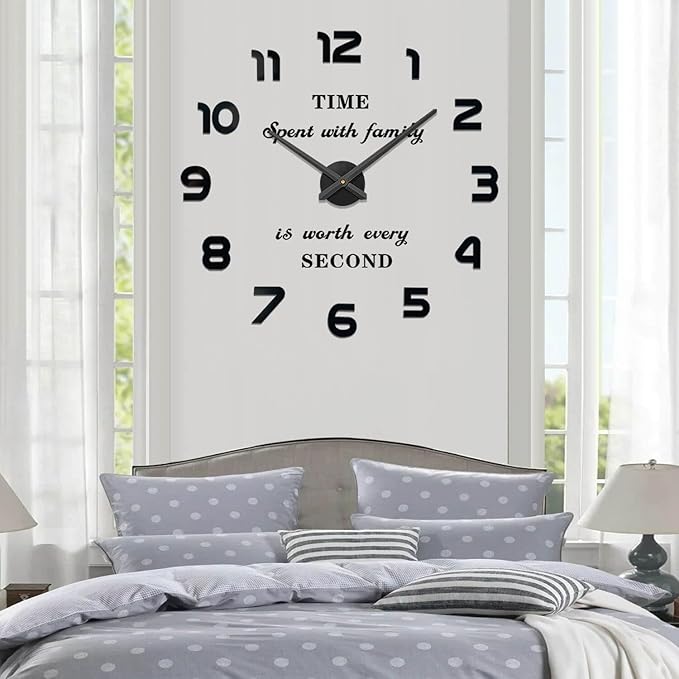 VANGOLD Large Wall Clocks for Living Room Decor, Decorative Wall Clocks Battery Operated (Black Wall Decor)