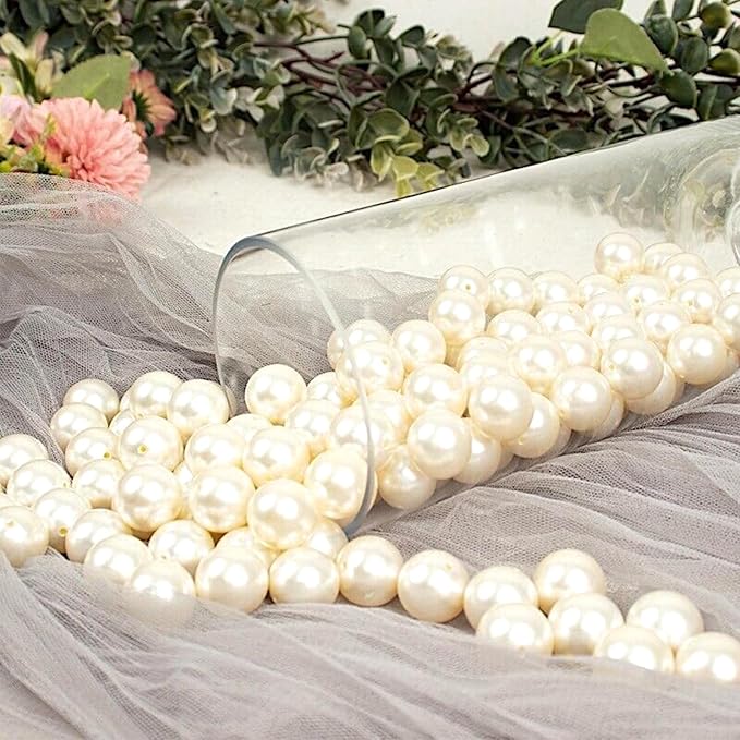 200 PCS White Vase Fillers, Pearls Bead for Centerpieces Vases, 10/14/20 MM No Hole Beads, Fake Pearls for Wedding Birthday Anniversary Theme Party Table Centerpieces Decor