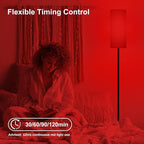 Floor Lamp with Red Light - 670nm Red Night Light for Sleep, 3CCT LED Standing Lamp with Remote, Dimmable Modern Floor Light with Timer and Memory, Sturdy Iron Base, Linen Shade, for Bedroom