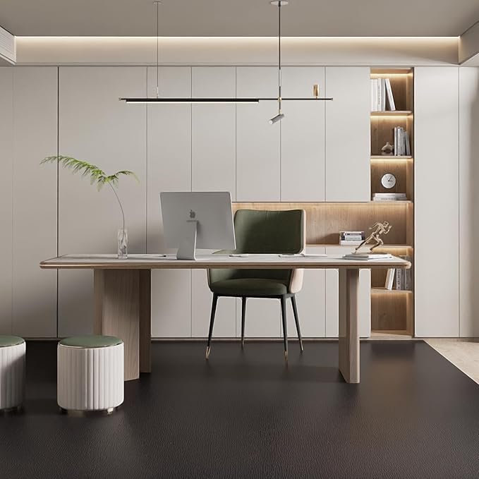 Floor Mat for Living Room, 5' X 7' Area Rug for Dining Room, Bedroom, Waterproof Vinyl Floor Mat for Outdoor Indoor, Slip Resistant Floor Protector Desk Chair Mat for Home Office, Black