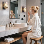 Black and Gold Sconces,Small Bathroom Wall Sconces,Modern Gold Sconces,Single Vanity Light(Bulbs not Included)