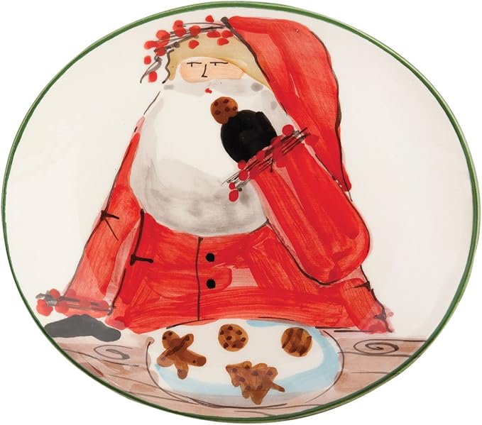 Vietri Old St. Nick Cookie Plate, 8.25"L Handmade Snack/Dessert/Appetizer Dish
