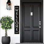 Welcome Wooden Porch Sign 47.2"H Front Door Rustic Standing Large Welcome Porch Sign for Home Front Porch Decor Rustic Wall Decor Home Farmhouse Yard Door Decorations -Black Porch Decor