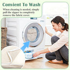 Rectangular Stuffed Pouf Ottoman with Foam Chunk Filling, Coral Fleece and Furry Fabric Design, Multi-Functional Floor Pouf for Living Room, Beige