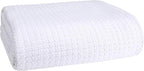 Elvana Home 100% Cotton Bed Blanket, Breathable Bed Blanket Twin Size, Cotton Thermal Blankets Twin, Perfect for Layering Any Bed for All Season, White