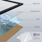 VCK 24x30 Poster Frames Set of 3, Black Solid Wood Picture Frame, Textured Exclusive Gallery Frame - Wall Hanging