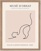 Poster Master Vintage Poster - Retro One Line Cat Drawing Print - Cat Art - Minimal Gift for Men, Women, Animal Lover - Abstract Wall Decor for Home, Office, Bedroom, 11x14 Beige Framed