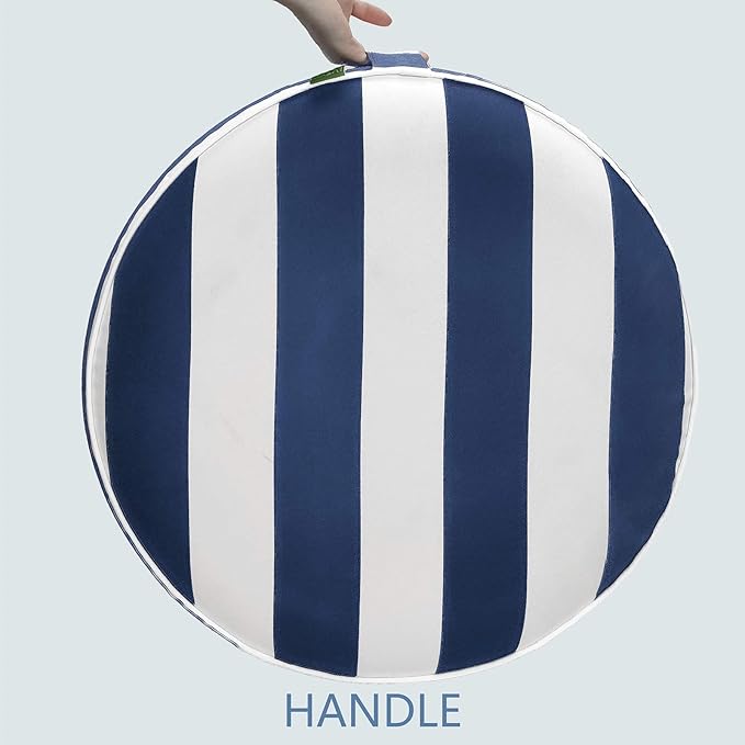 LVTXIII Inflatable Stool Ottoman Footrest with Handle, All Weather Foot Rest, Indoor or Outdoor Use for Home Patio Garden and Camping, D21 x H9, Cabana Navy