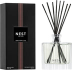 NEST New York Reed Diffuser, Rose Noir & Oud - 5.9 fl oz - Fragrance for Up to 90 Days - Reusable, Refillable Glass Holder - Includes 8 All-Natural Reed Sticks - Flame Free