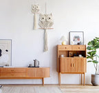 Owl Macrame Wall Hanging-Hand Woven Boho Tapestry-Macrame Wall Decor -Owl Decor for Bedroom, Living Room, Nursery (Beige-Large)