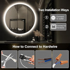 S·BAGNO 32'' Round Bathroom Mirror with Lights, LED Bathroom Vanity Wall Mirror with Anti-Fog, Stepless Dimmable, 3 Colors, Tempered Glass Lighted Vanity Smart Mirror for Bathroom(No Bluetooth)