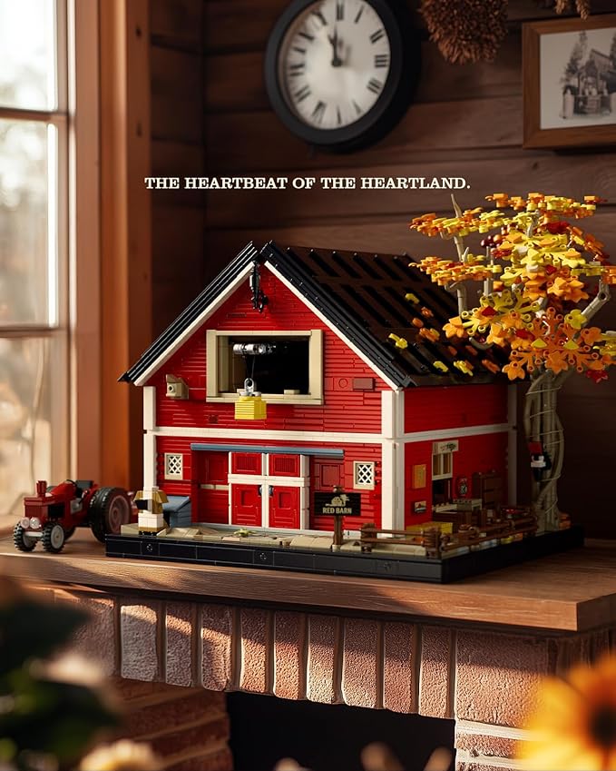 Nifeliz Red Barn Building Set for Adults, Vintage Countryside Style Model Toy for Display and Home Décor, Highly Detailed House Collectible Gift (3,507 PCS, NF10314)