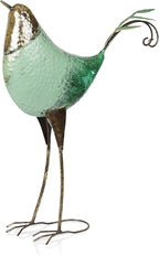 Alpine Corporation MCC704 Chin-Up Metal Bird Outdoor Décor Statue, Whimsical Animal Décor for Patio & Garden, 20" H, Green