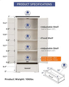 72" Tall Wood Storage Cabinet, Farmhouse Kitchen Pantry Cabinet with Adjustable Shelves & Drawer & Barn Doors, Versatile Storage for Kitchen, Dining Room, Bathroom, Antique White
