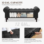 Storage Ottoman Bench for Bedroom, 51" Upholstered Bedroom Bench with Rolled Arms and Vintage Rivets, Large Storage Chest for Living Room, Bedroom, Entryway, Black