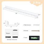 Fun Memories Picture Ledge Shelf for Wall, 48 inch Pine Wood Nursery Book Shelves Set of 2- Wall Book Shelves for Kids Room, Home Decor - Kitchen Spice-White