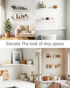 BAYKA Floating Shelves Set of 2, 22.5" Rustic Wood Wall Mounted Shelves for Bathroom, Bedroom, Living Room, Kitchen & Office, Hanging Display Shelf with 22 lbs Capacity (White)