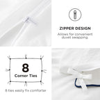 Bedsure Duvet Cover Full Size with Fitted Sheet - 4 Pieces Prewashed Cotton-Like Extra Soft Bedding Set, Includes 1 Duvet Cover 80x90 Inches with Zipper Closure, 2 Pillow Shams, 1 Fitted Sheet, White