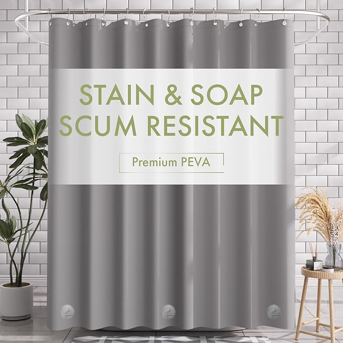 AmazerBath Extra Long Shower Curtain Liner, Grey Shower Liner 84 Inches Long, 72x84 Plastic Shower Curtain Liner, Cute Tall Shower Liner, PEVA Bathroom Shower Curtain Liners with 3 Magnets