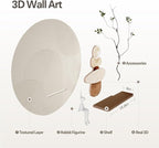 3D Textured Neutral Abstract Wall Art, White and Brown Boho Wall Decor with Rabbit Ornament, Modern Painting Artwork, Minimalist Wall Decor for Living Room Hallway Dining Room Bedroom Office, 24x24 In