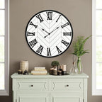 30 Inch Large Wall Clock Farmhouse Style - White Silent Non-Ticking Rustic Decor for Living Room, Kitchen, Bedroom