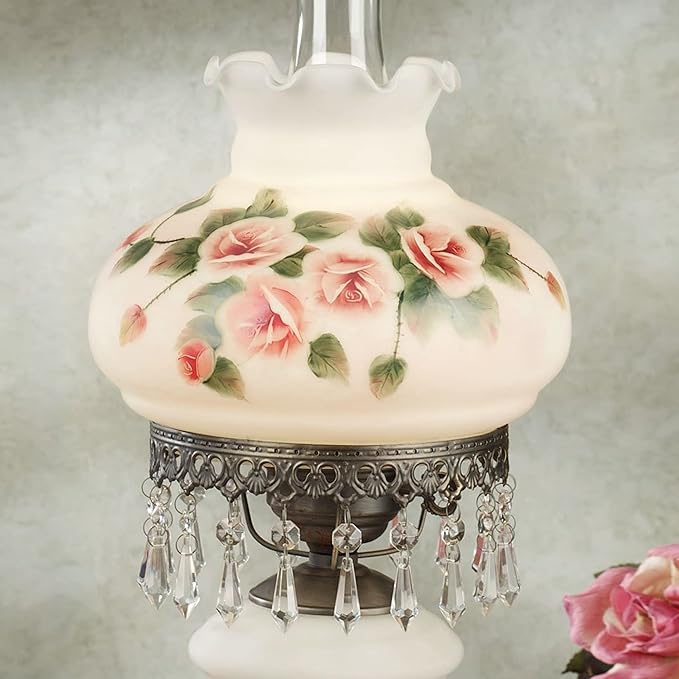 Touch of Class Adelaide Hurricane Style Table Lamp - Victorian Aesthetic - Scalloped Glass - Antique Parlor Lamp