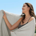 PHF Cooling Waffle Blanket Queen Size, Lightweight 60% Rayon Derived from Bamboo & 40% Cotton Breathable Blanket for Hot Sleepers, Soft and Luxury for Bed Couch and Sofa, 90"x90", Grey