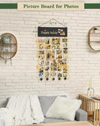 Bikoney Picture Frames Collage Wall Decor Photo Hanging Display Picture Board Wood Rustic Frames for Home Dorm Room Decor with Blackboard and 30 Clips Vintage Black