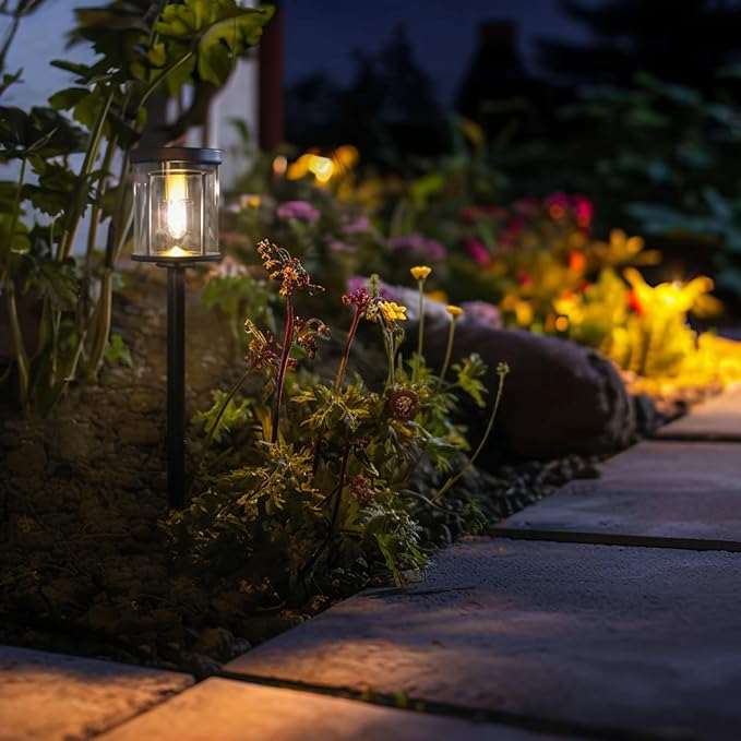 EcoGreen Outdoor Pathway Solar Light, 4pcs Pack,Garden Patio Balcony Walk Way Lights, Aluminum Leg, 5000K Daylight, Waterproof, 4.76 * 23.07in