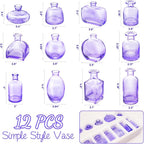 Glass Bud Vases Set of 12, Purple Small Glass Vase for Wedding Centerpieces, Clear Vase in Bulk | Purple Bud Flower Vases for Elegant Floral Displays, Table Decor, Event Styling
