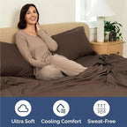 Queen Sheets Set 6 Piece - Includes 4 Pillowcases - Bed Sheets Queen Size - Soft Hotel Luxury Bedding - Cooling, Comfy, Cozy & Breathable - 1 Flat & 1 Fitted & 4 Pillowcases w/ Deep Pockets - Brown