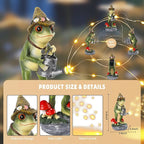 Solar Frog Statue for Garden with Watering Can Light 8.8" Resin Frog Figurine Outdoor Patio Porch Yard Decor Unique Birthday Housewarming Gifts for Women Mom Grandma Wife Sister