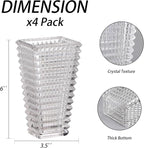 MCMCNCUIU Crystal Vases Set of 4, Clear Glass Vases, Crystal Vase for Centerpieces, Modern Flower Vase for Living Room, Bedroom, Kitchen, Dining Table, Shelf, Wedding, 6 Inches