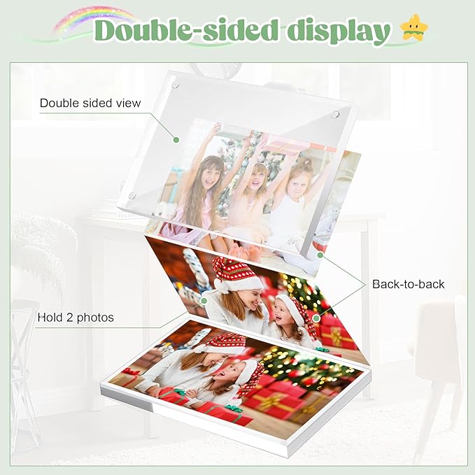 4x6 Acrylic Picture Frames 24 Pack, Clear Picture Frame Double Sided Magnetic Photo Frames 20mm Thicker Desktop Display Frame Wedding Table Numbers for Bedroom Home Office