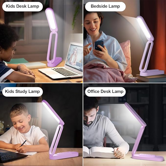 LED Desk Lamp for Office Home & Battery Operated Lamp Rechargeable Lamp Foldable & Portable Light, LED Desk Light Strip, 3 Brightness Dimmable Small Desk Lamp Wireless Reading Lamp