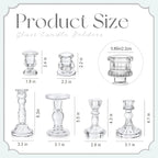Mumufy 6 Pcs Glass Crystal Taper Candle Holders Clear Glass Candlestick Holder Fit 0.8 Inch Candles Crystal Decorative Candle Stand Centerpiece Table Wedding Dining Party (Simple,Clear)