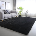 CAIYUECS Shag Area Rug,Indoor Ultra Soft Plush Rugs for Bedroom Living Room, Non-Skid Modern Nursery Faux Fur Rugs for Kids Room Home Decor (6x9 Feet, Black)