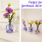 Glass Bud Vases Set of 12, Purple Small Glass Vase for Wedding Centerpieces, Clear Vase in Bulk | Purple Bud Flower Vases for Elegant Floral Displays, Table Decor, Event Styling